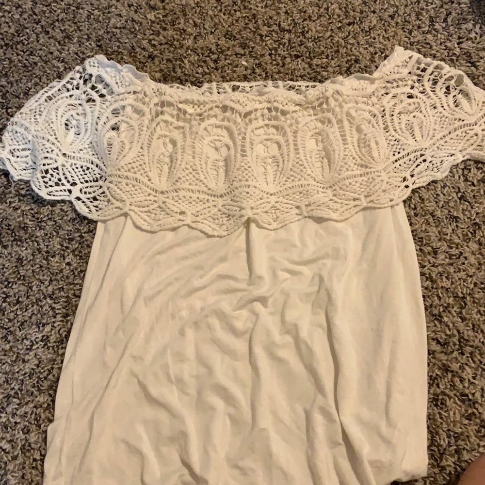 Off the shoulder white top